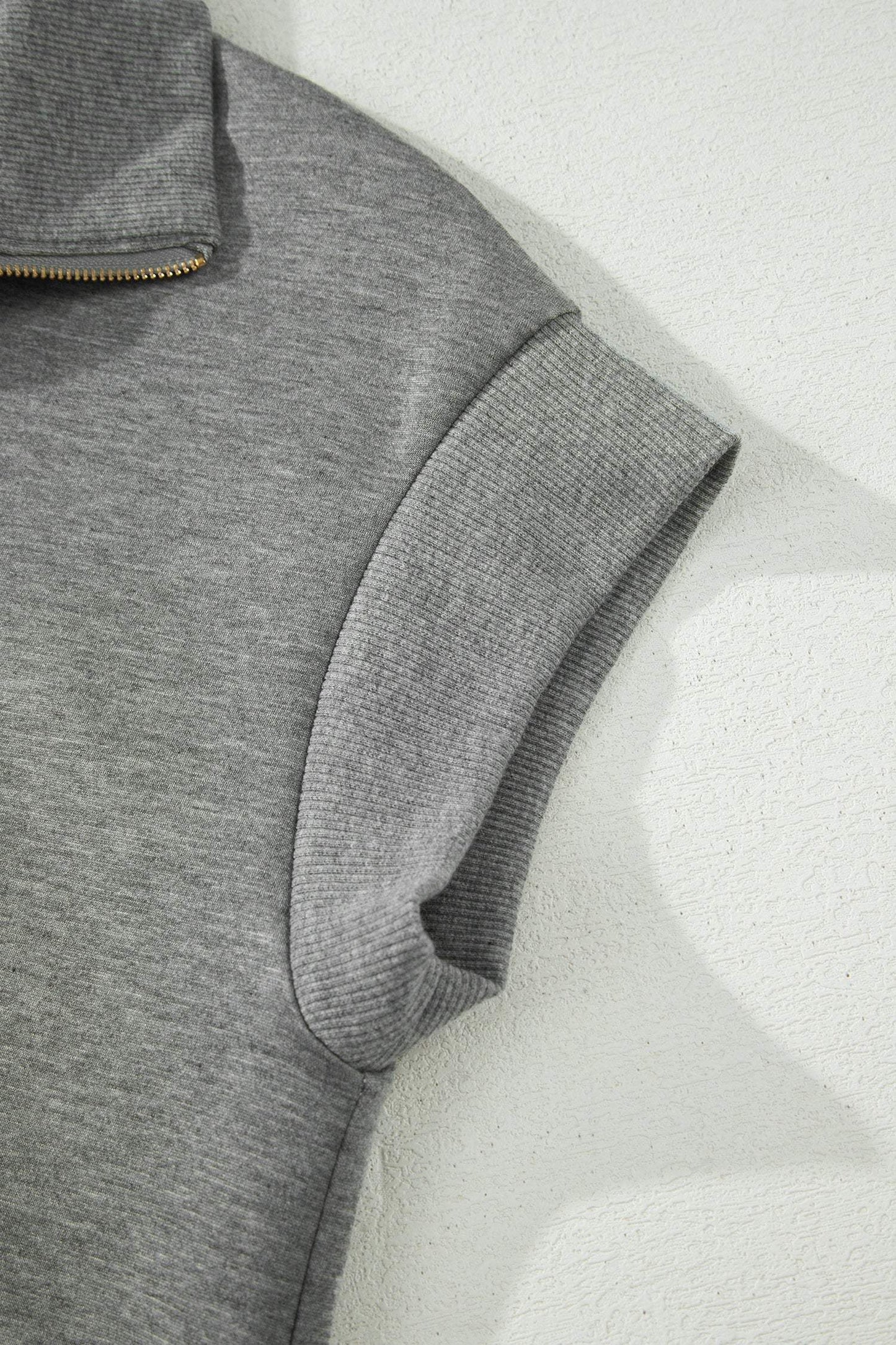 Gray Half Zip Polo Tee Casual Pant Set