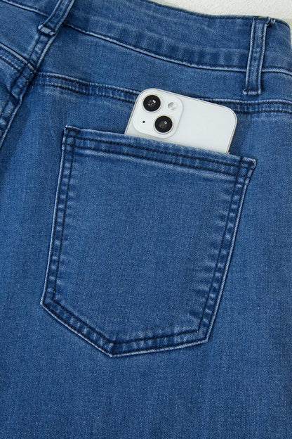 Dusk Blue Lace-up Pull on Wide Leg Jeans - Sweet Fashion Wholesale