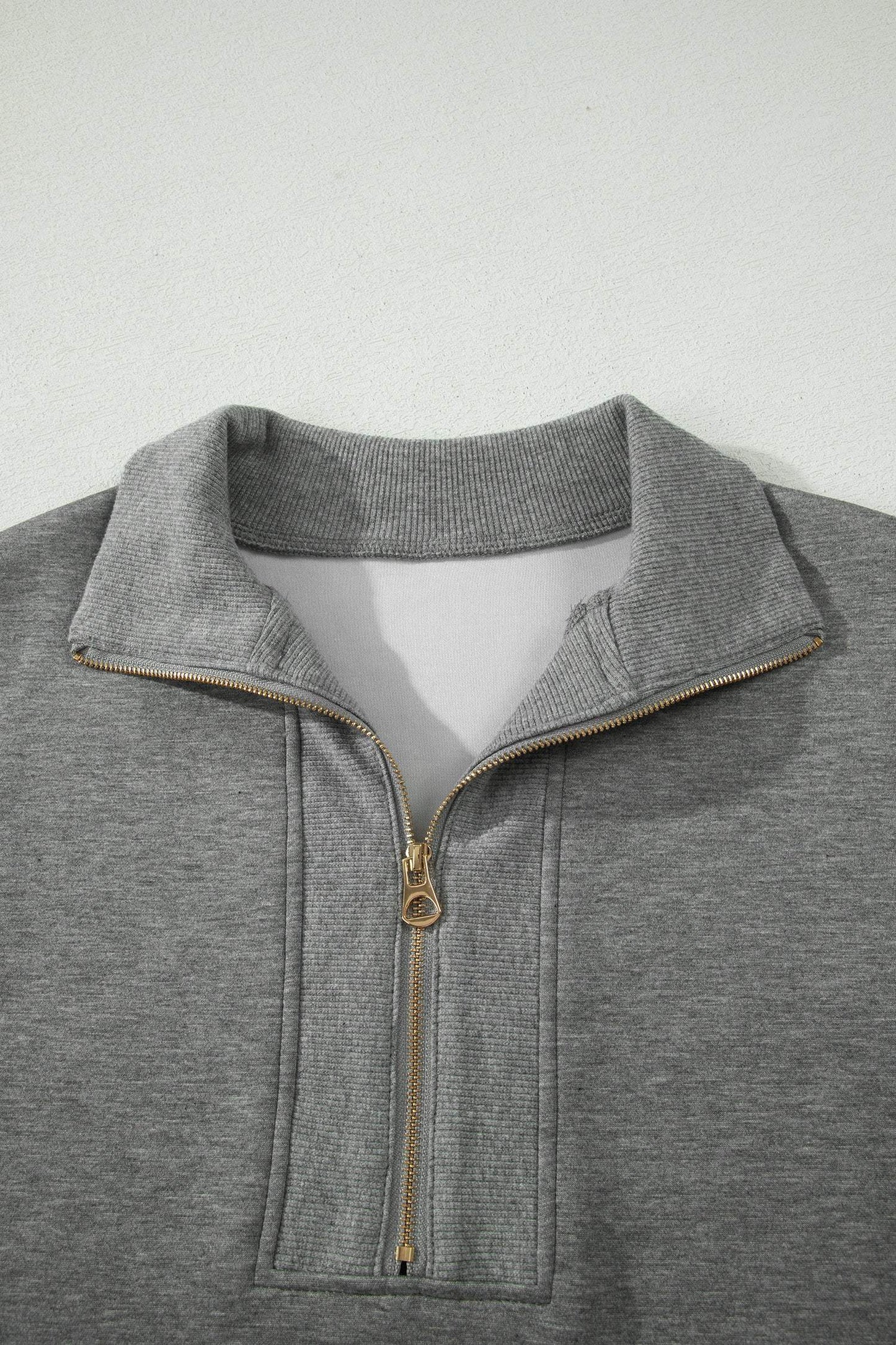 Gray Half Zip Polo Tee Casual Pant Set