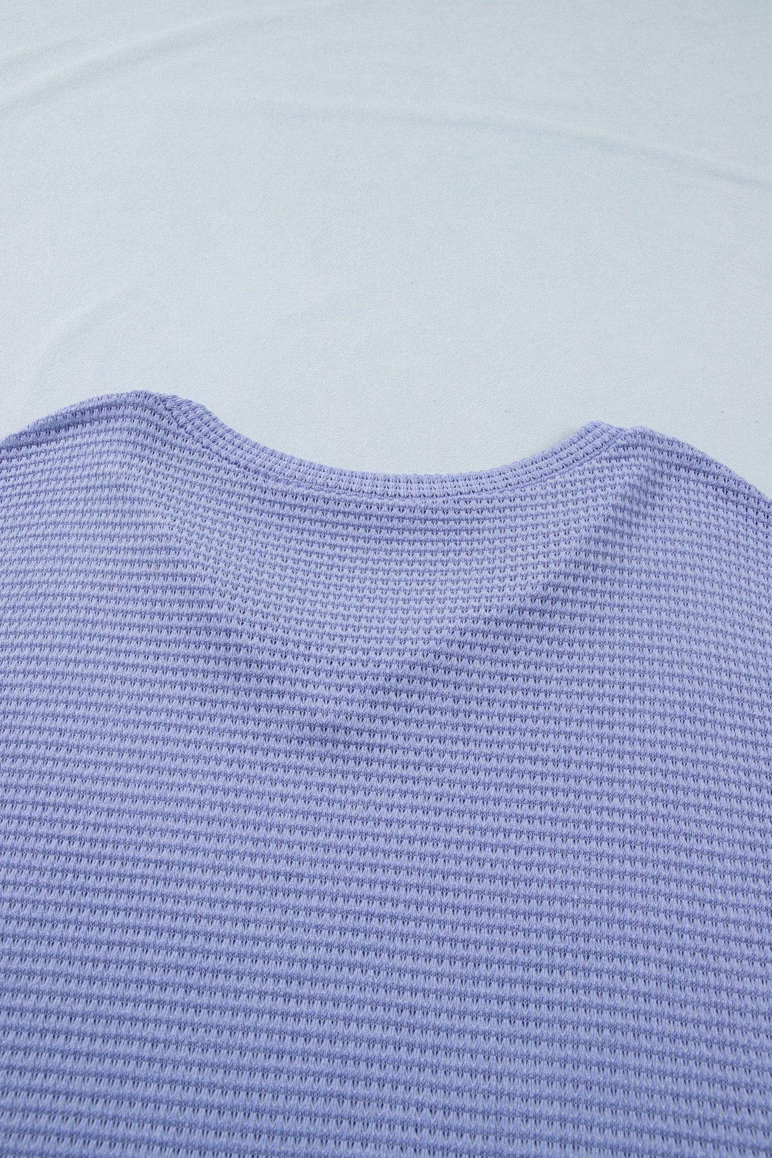 Wisteria V Neck Short Sleeve Plus Size Waffle Knit Top - Sweet Fashion Wholesale