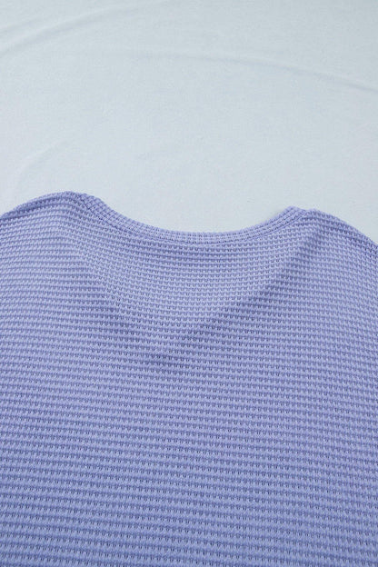 Wisteria V Neck Short Sleeve Plus Size Waffle Knit Top - Sweet Fashion Wholesale