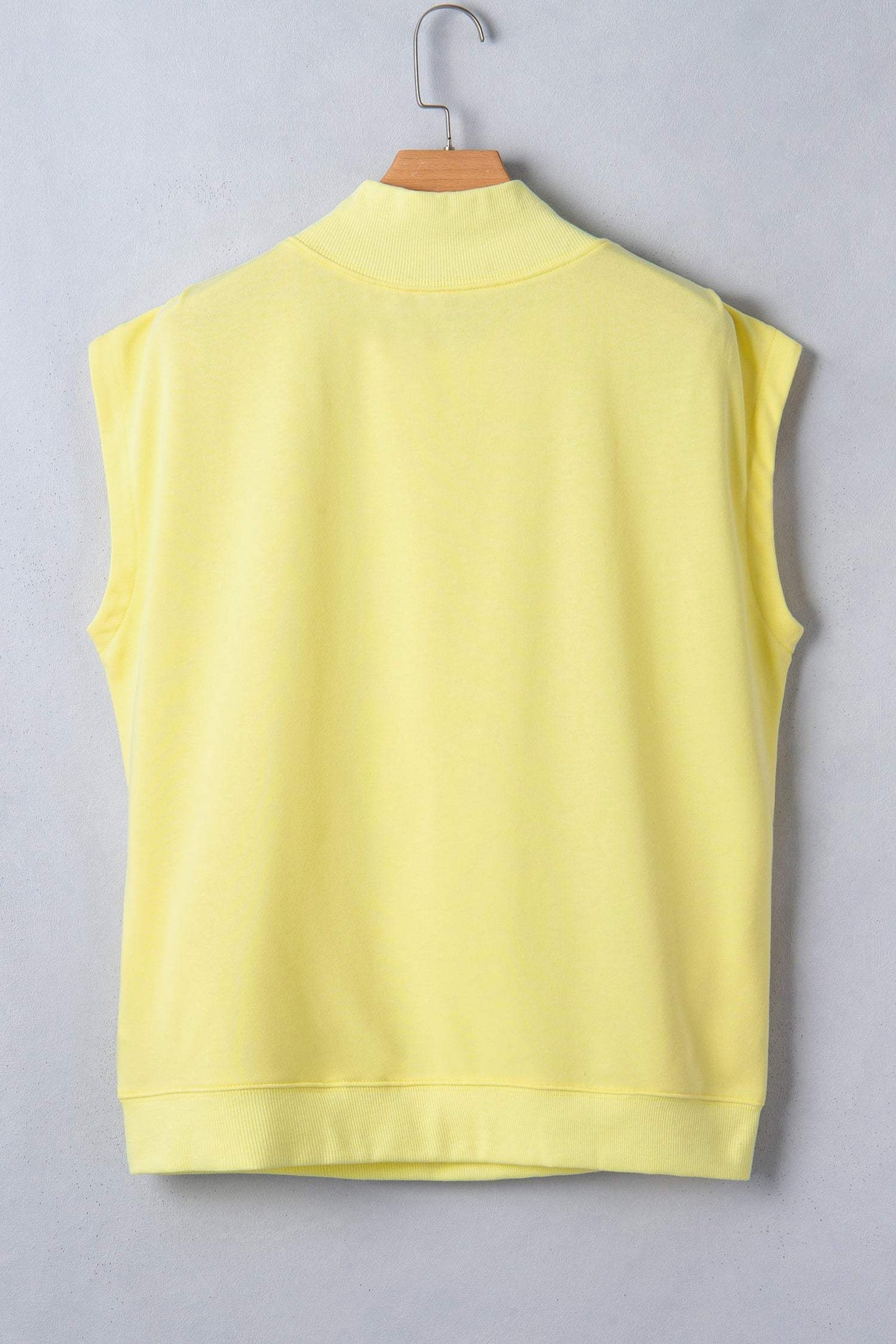 Sky Blue Solid Color High Neck Cap Sleeve Loose Top