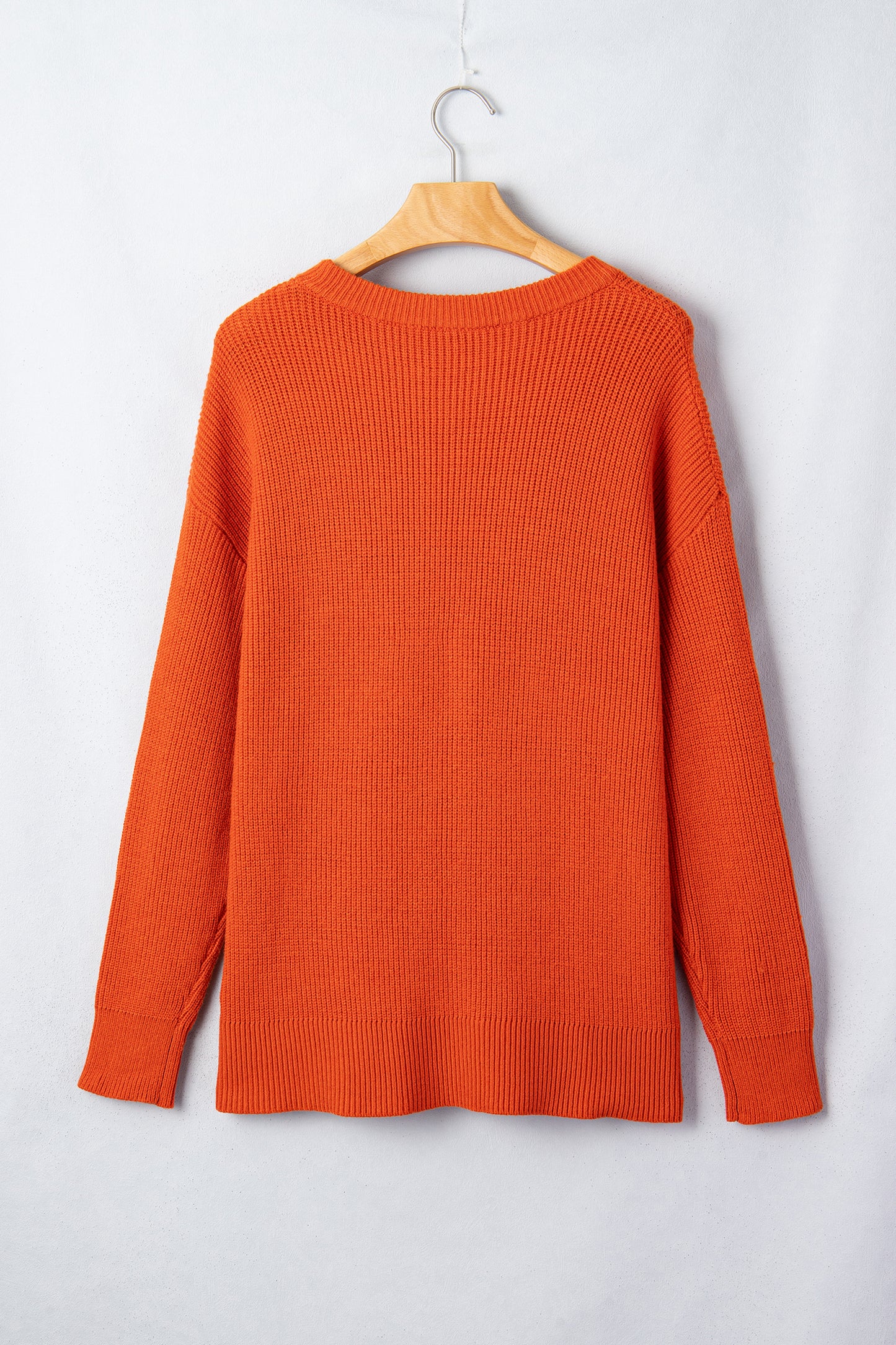 Orange Drop Shoulder Long Sleeve Round Neck Halloween Sweater