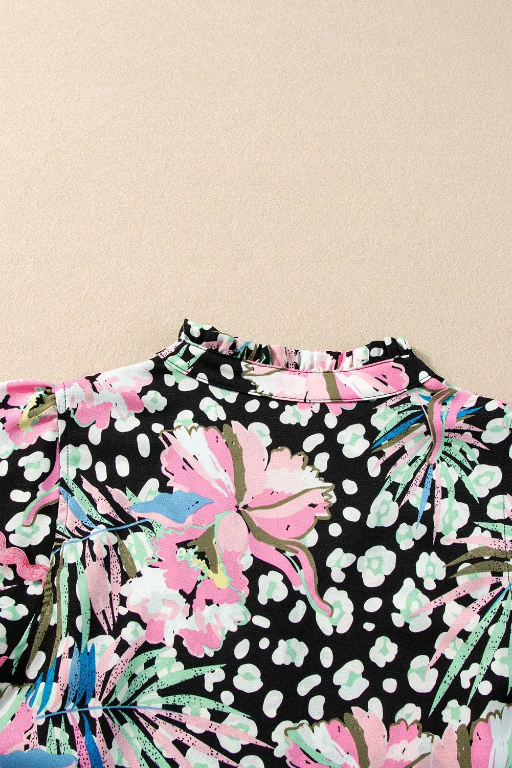 Pink Ricrac Floral Tiered Short Sleeve Blouse