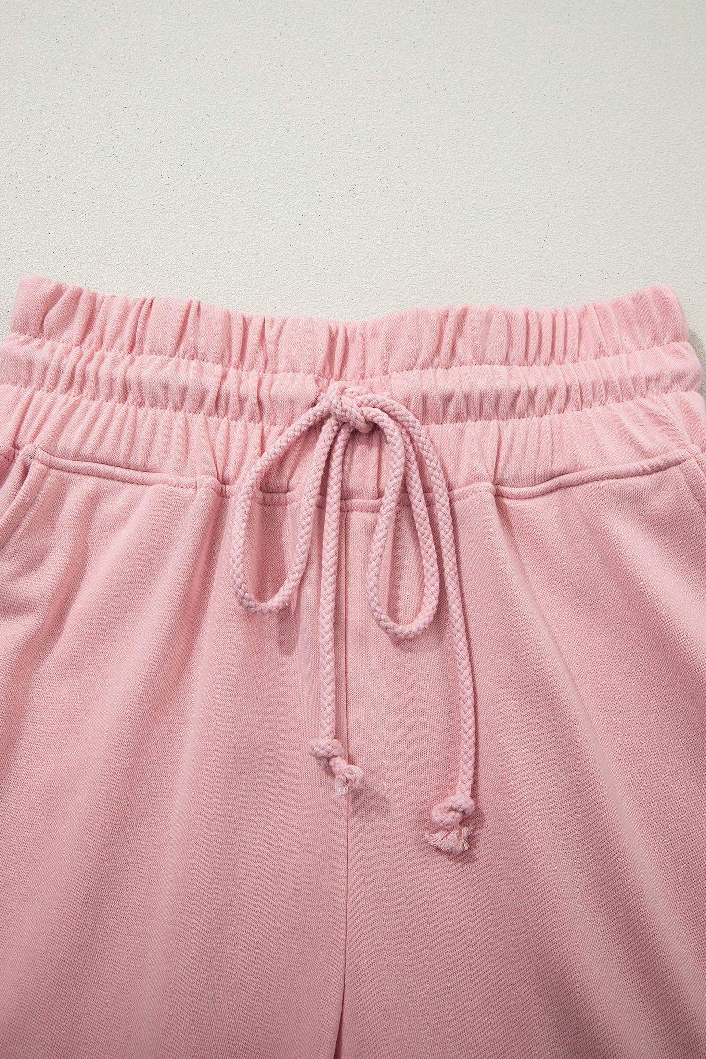 Clearly Aqua Solid Color Loose Tee Drawstring Wide Leg Pants 2pcs Outfit