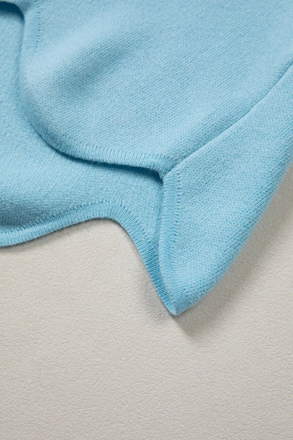 Myosotis Scalloped Hem 3/4 Sleeve Sweater Top