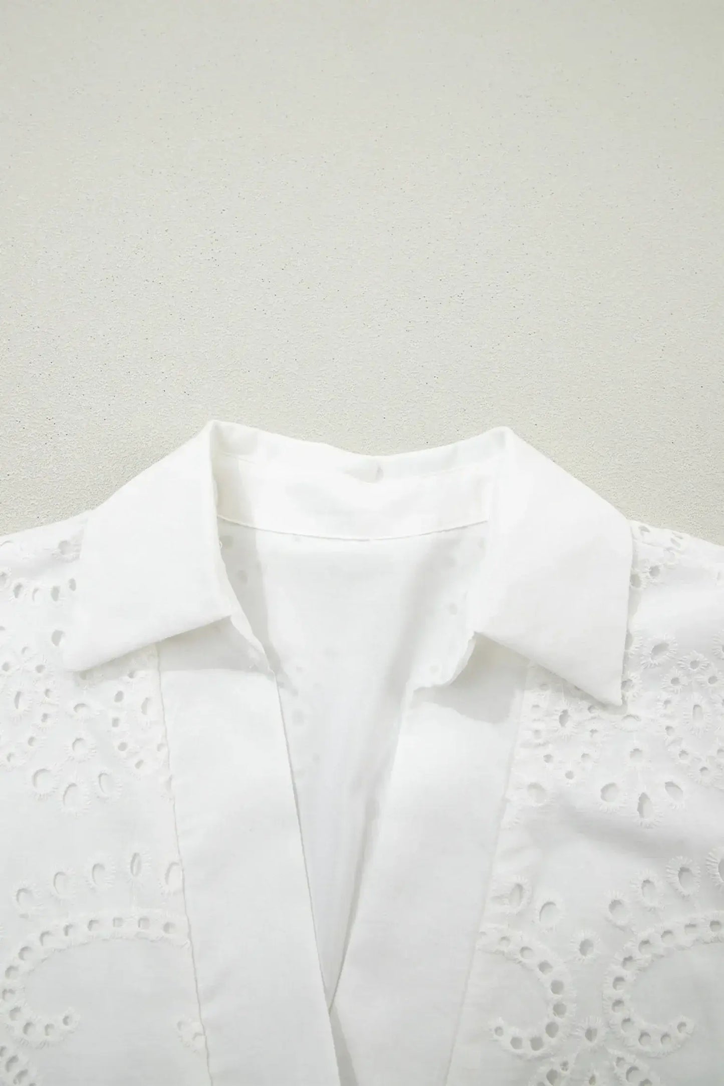 White Solid Color Eyelet Embroidered T Shirt Mini Dress - Sweet Fashion Wholesale