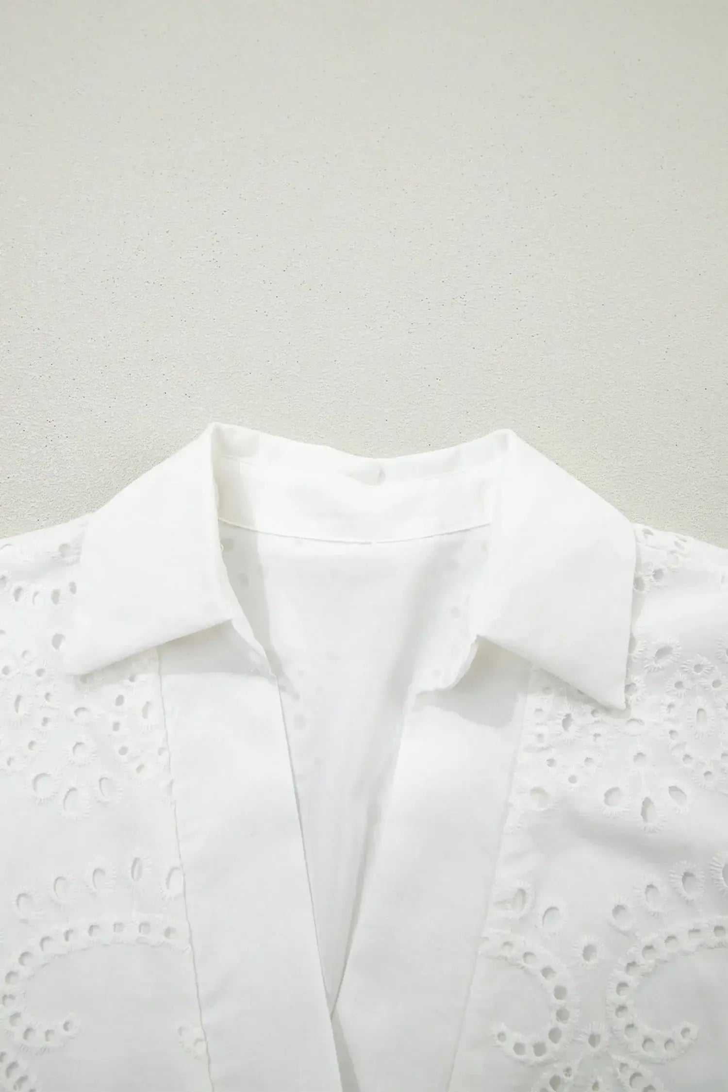 White Solid Color Eyelet Embroidered T Shirt Mini Dress - Sweet Fashion Wholesale