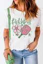 White Pickleball Sweet Flower Printed T Shirt