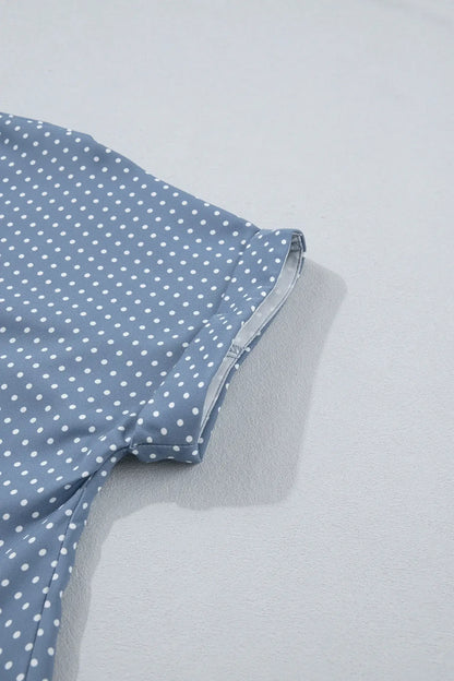 Khaki Dotted Print Cuffed Short Sleeve Shirt