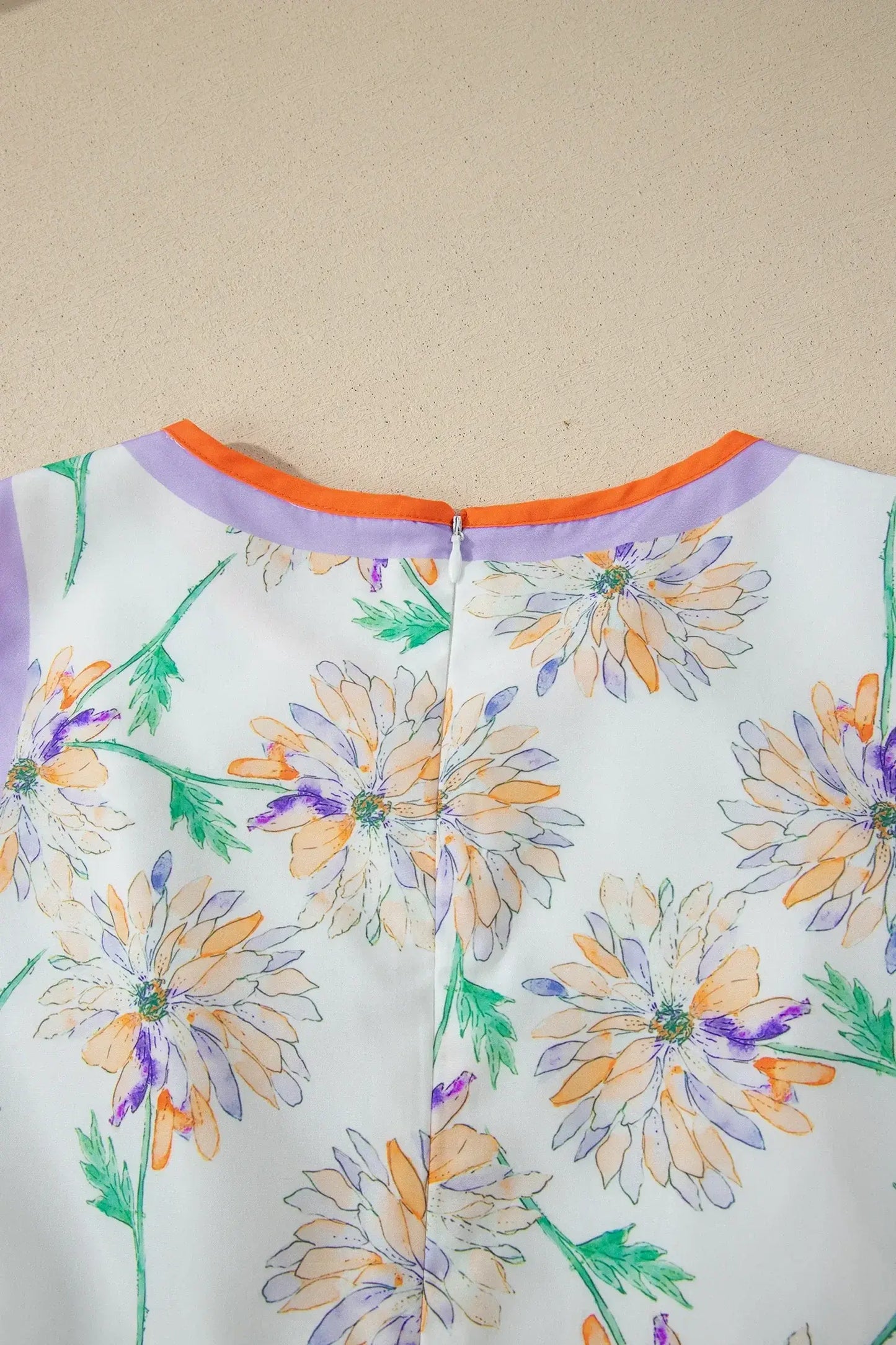 White Floral Print Color Block Trim Belted Sleeveless Maxi Dress