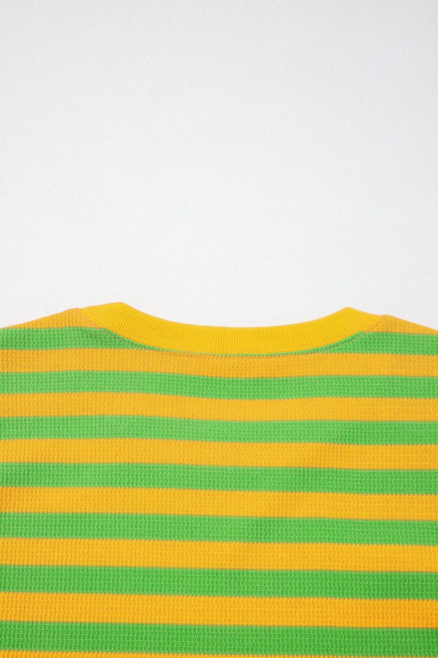 Yellow Stripe Puff Short Sleeve T Shirt Matching Shorts Set