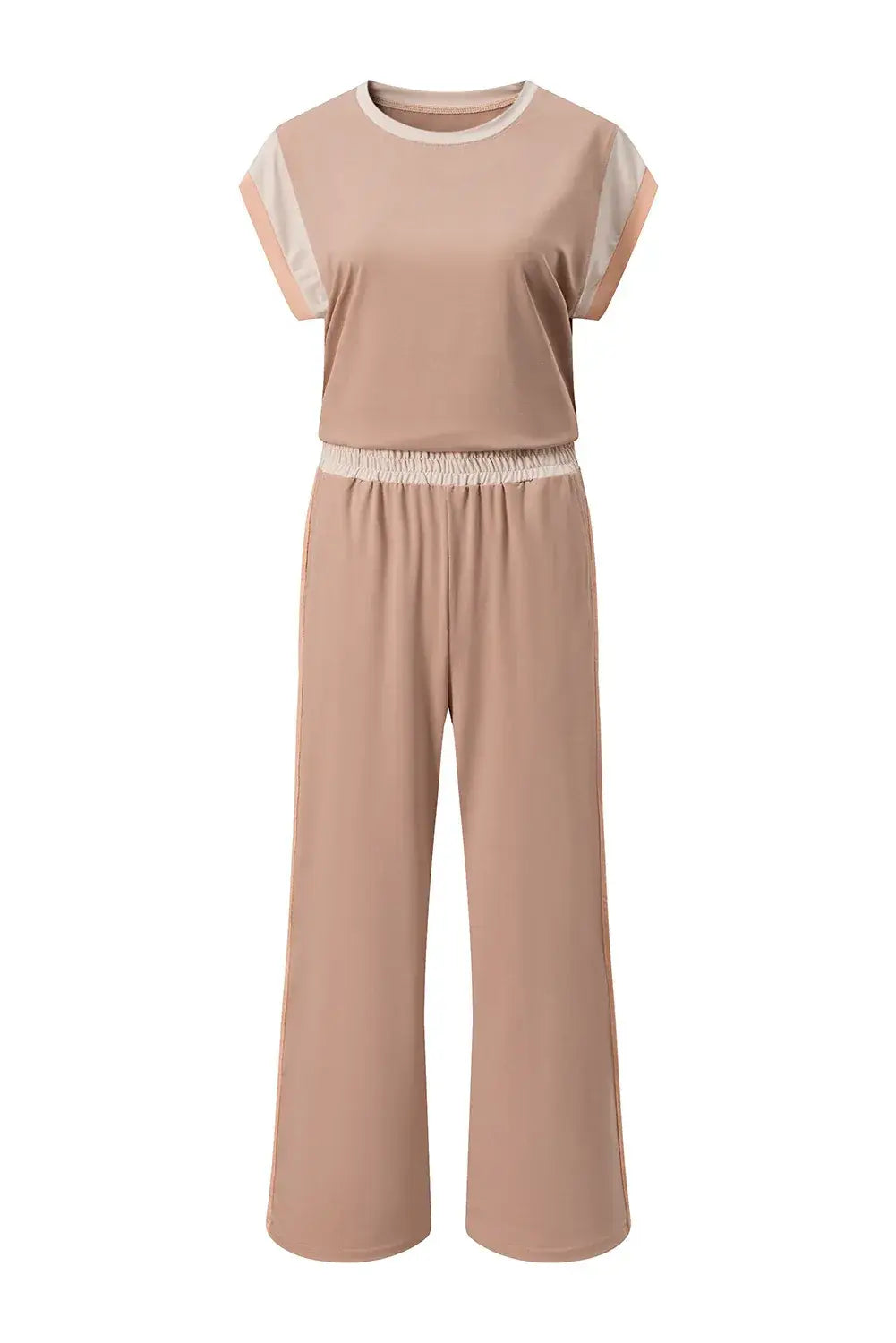 Dark Green Color Block Detail Casual Two-piece Set - Sweet Fashion Wholesale