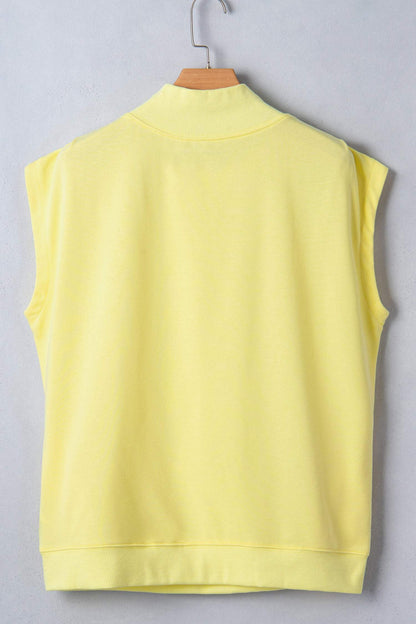 Yellow Pickleball Club Game Day Graphic Mock Neck Top