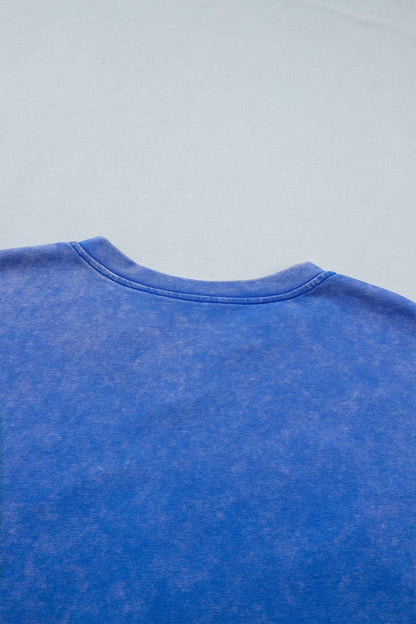 White Patriot Star Patched Notched Neck Mineral Washed Tee