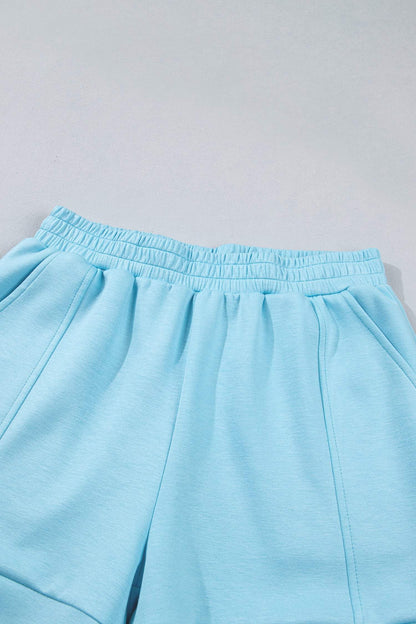 Myosotis Half Zip High Neck Tee Athleisure Short Set