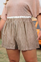Red Contrast Trim Plaid Print Plus Size Shorts - Sweet Fashion Wholesale