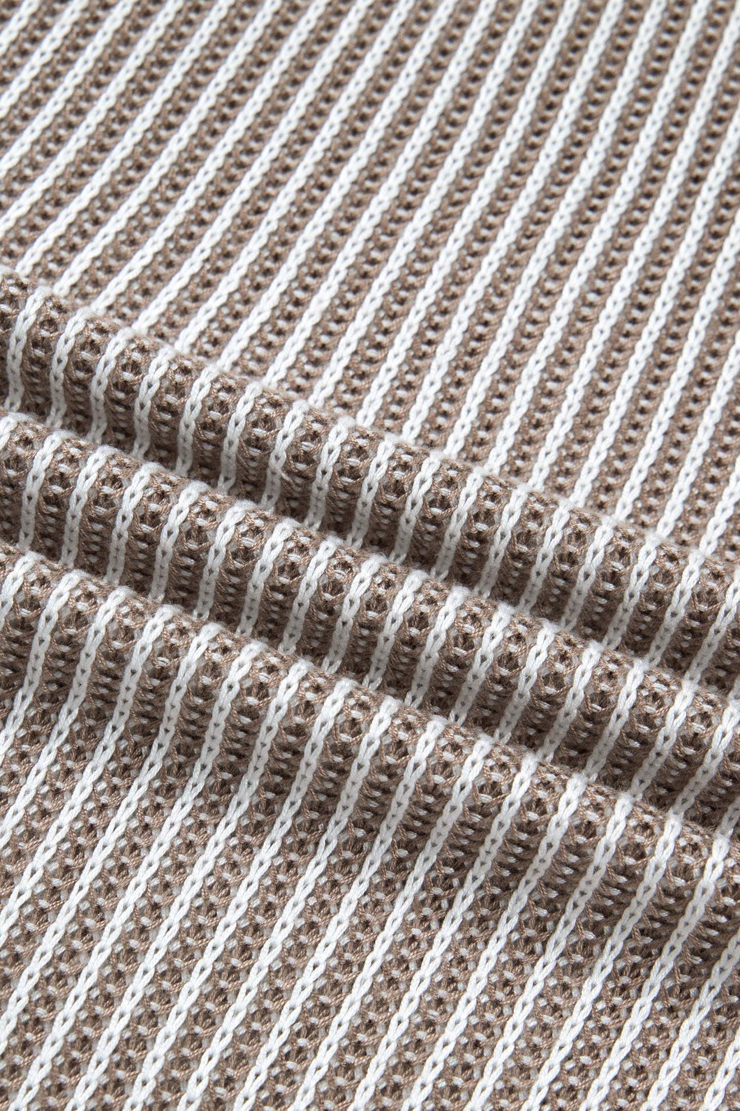 Pale Khaki Contrast Trim Ribbed Knit Sweater Tank Top