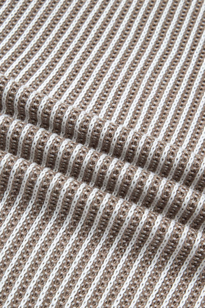 Pale Khaki Contrast Trim Ribbed Knit Sweater Tank Top