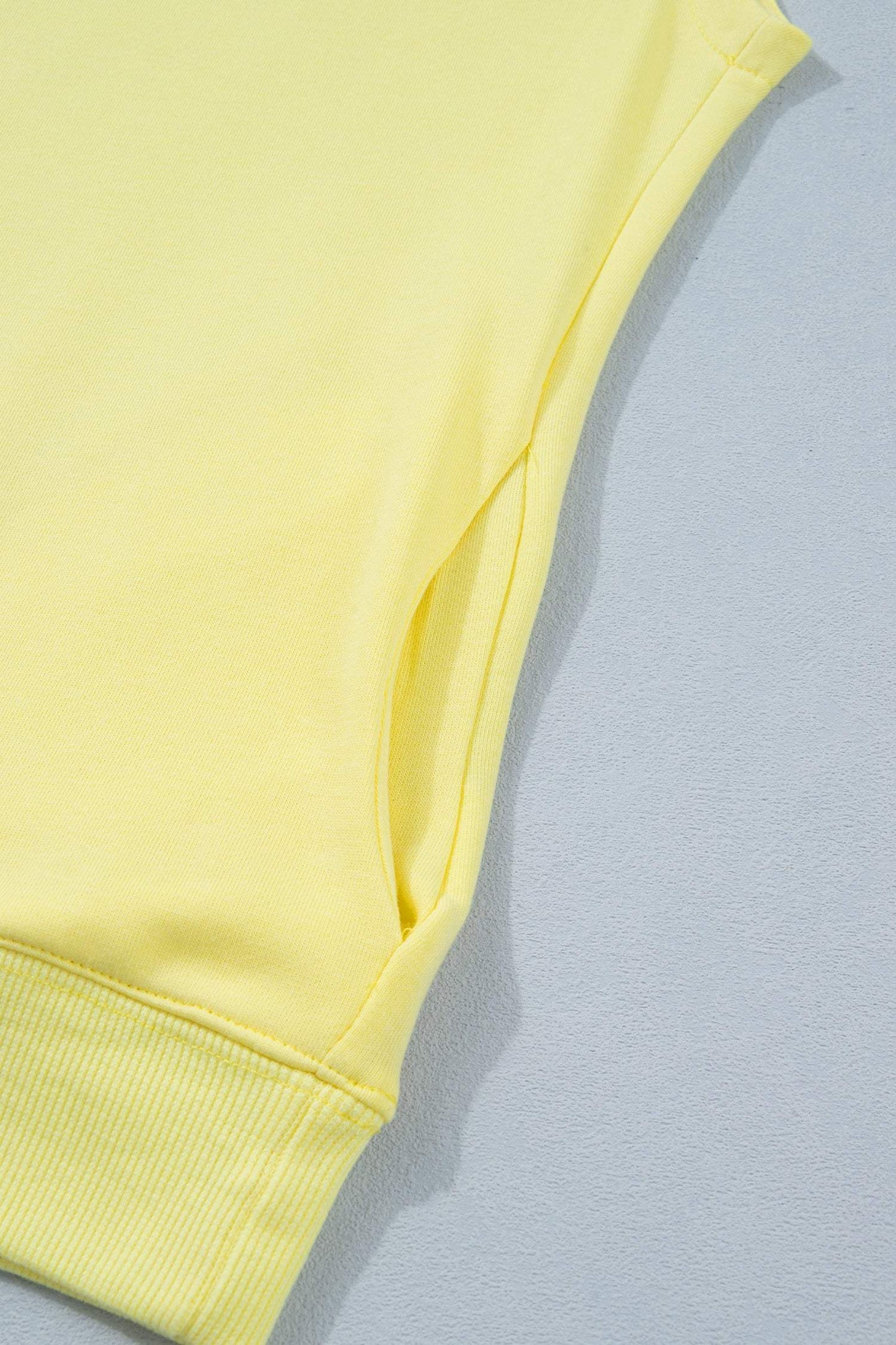Sky Blue Solid Color High Neck Cap Sleeve Loose Top