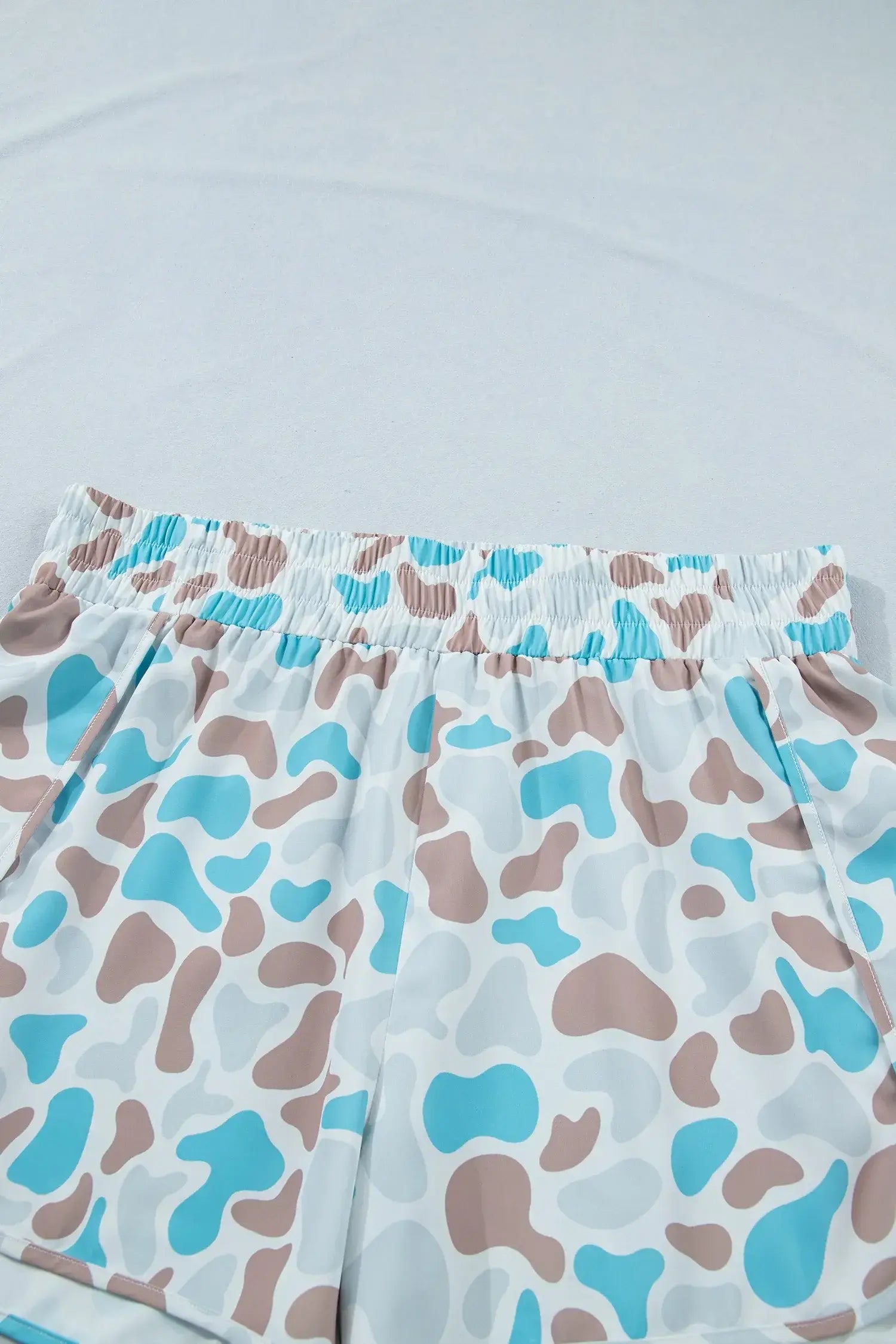 Multicolour Plus Size Camouflage Elastic Waist Athleisure Shorts - Sweet Fashion Wholesale