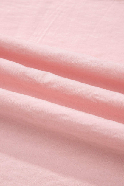 Light Pink Scallop Color Block Trim Puff Sleeve Mini Dress
