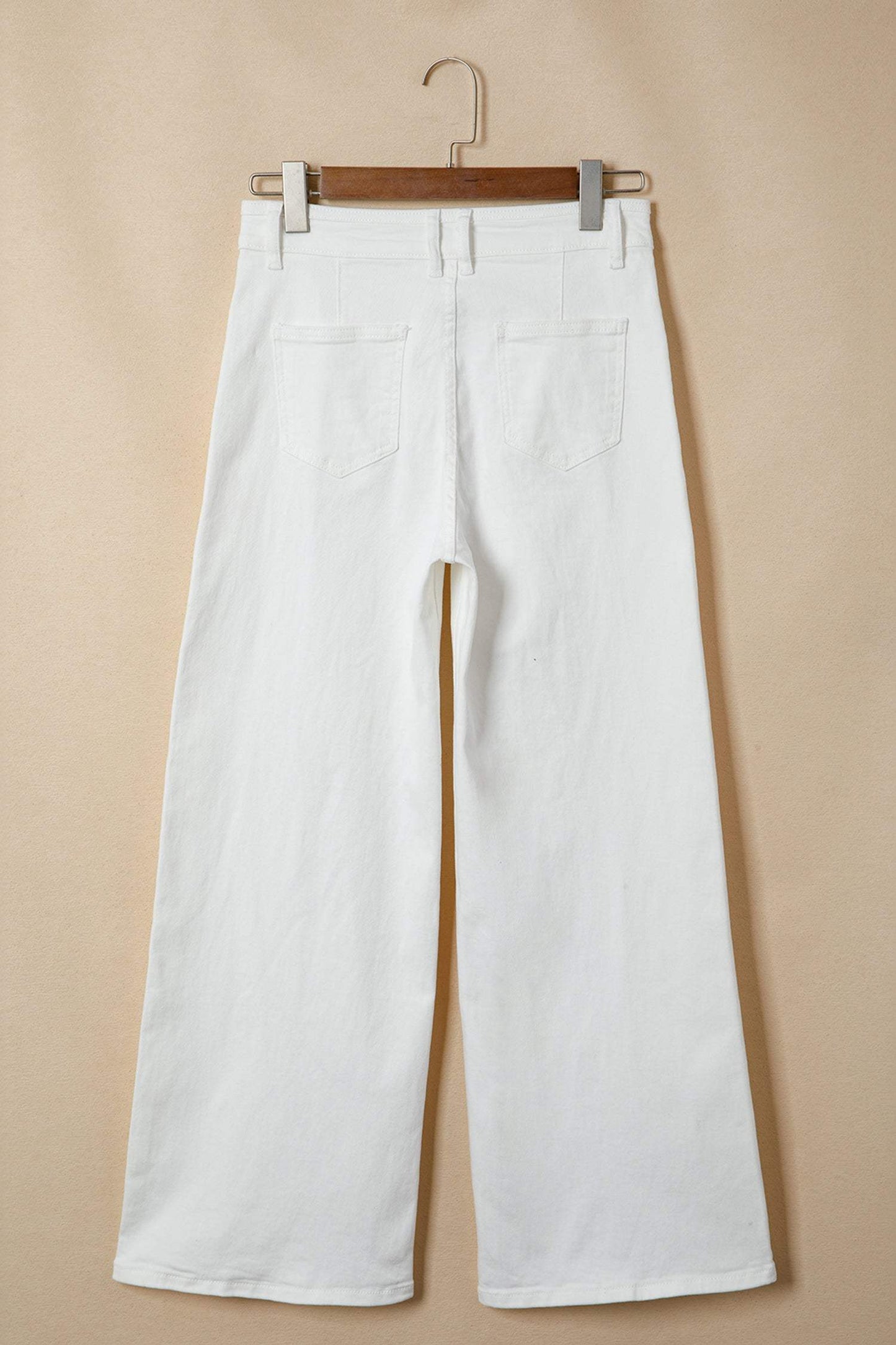 White Solid Color Loose Casual Jeans