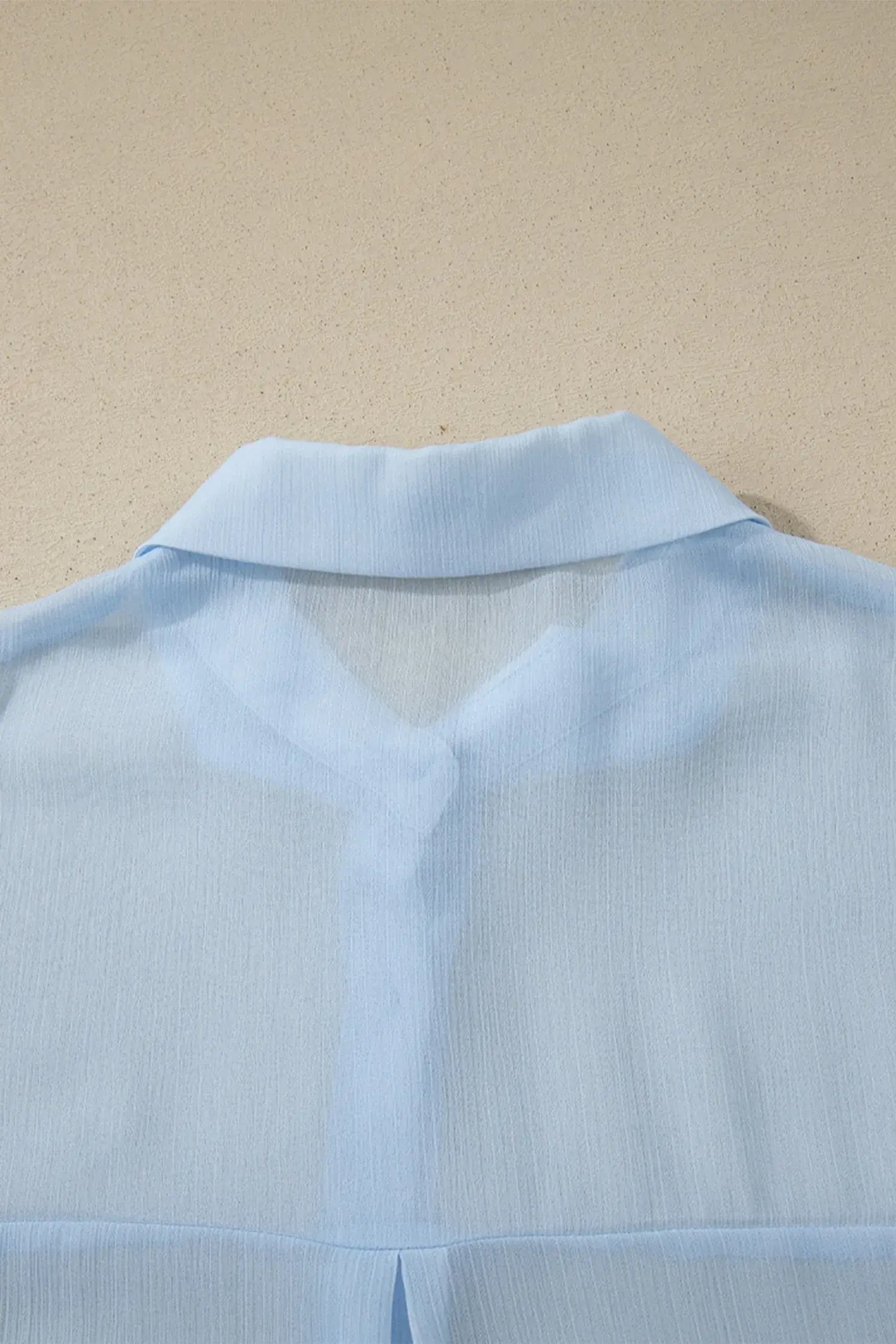 Beau Blue Sheer Tunic Shirt Drawstring Shorts 2pcs Swim Cover Up - Sweet Fashion Wholesale