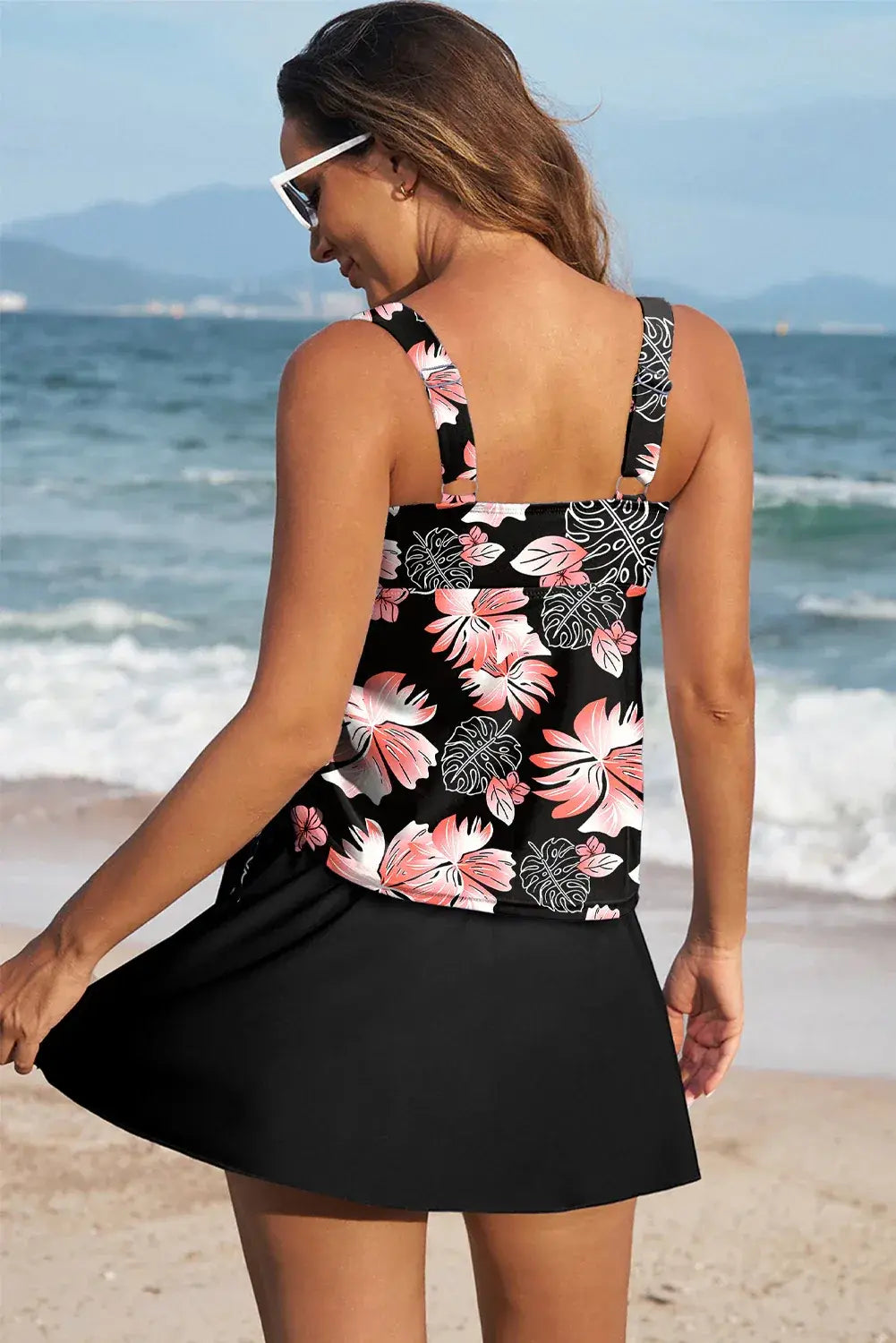 Blue Scoop Neck Adjustable Tankini and Matching Skort Bathing Suit - Sweet Fashion Wholesale