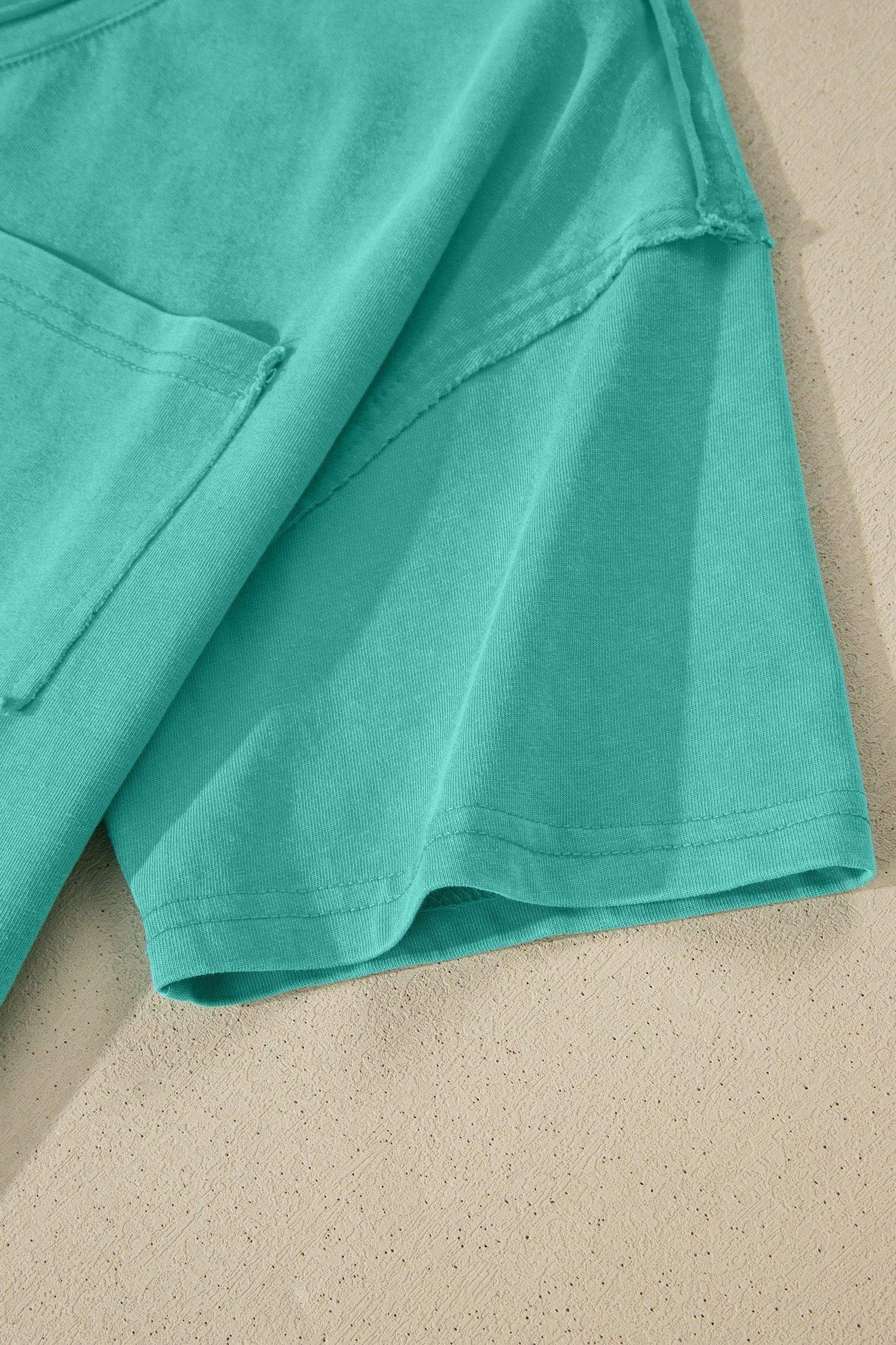 Mint Green Cotton Mineral Wash T Shirt - Sweet Fashion Wholesale