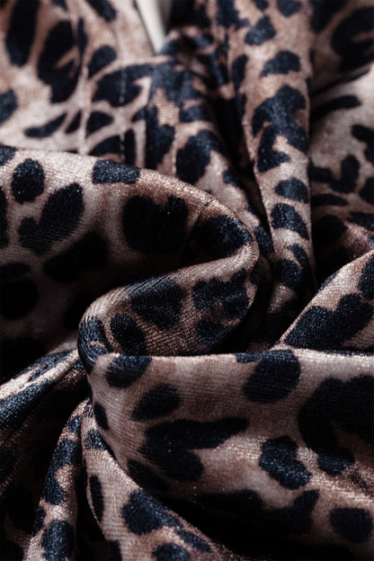 Brown Leopard Print Short Sleeve Mini Shift Silhouette Dress