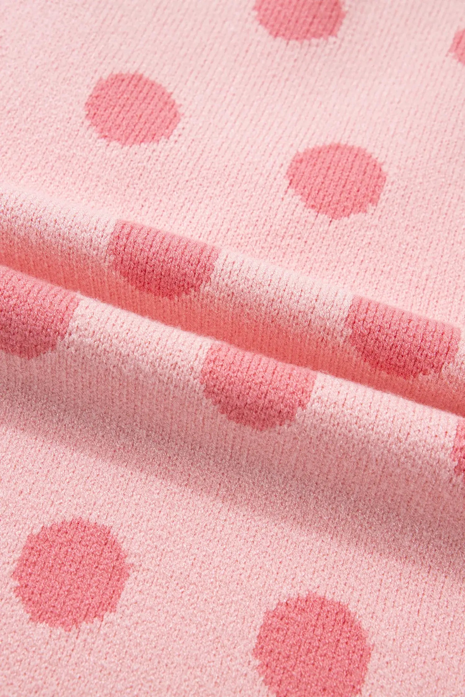 Pink Polka Dot Puff Short Sleeve Sweater Top - Sweet Fashion Wholesale