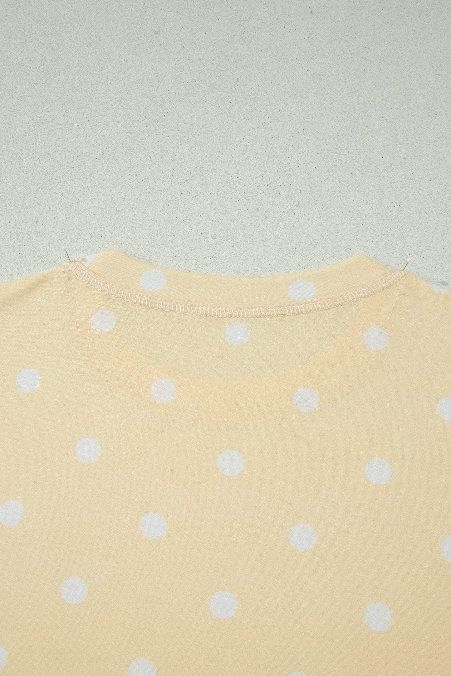 Yellow Exposed Seam Detail Polka Dot Loose Tee Drawstring Shorts Set