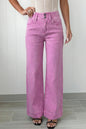 Mist Green 2-Button High Waist Wide Leg Jeans - Sweet Fashion Wholesale
