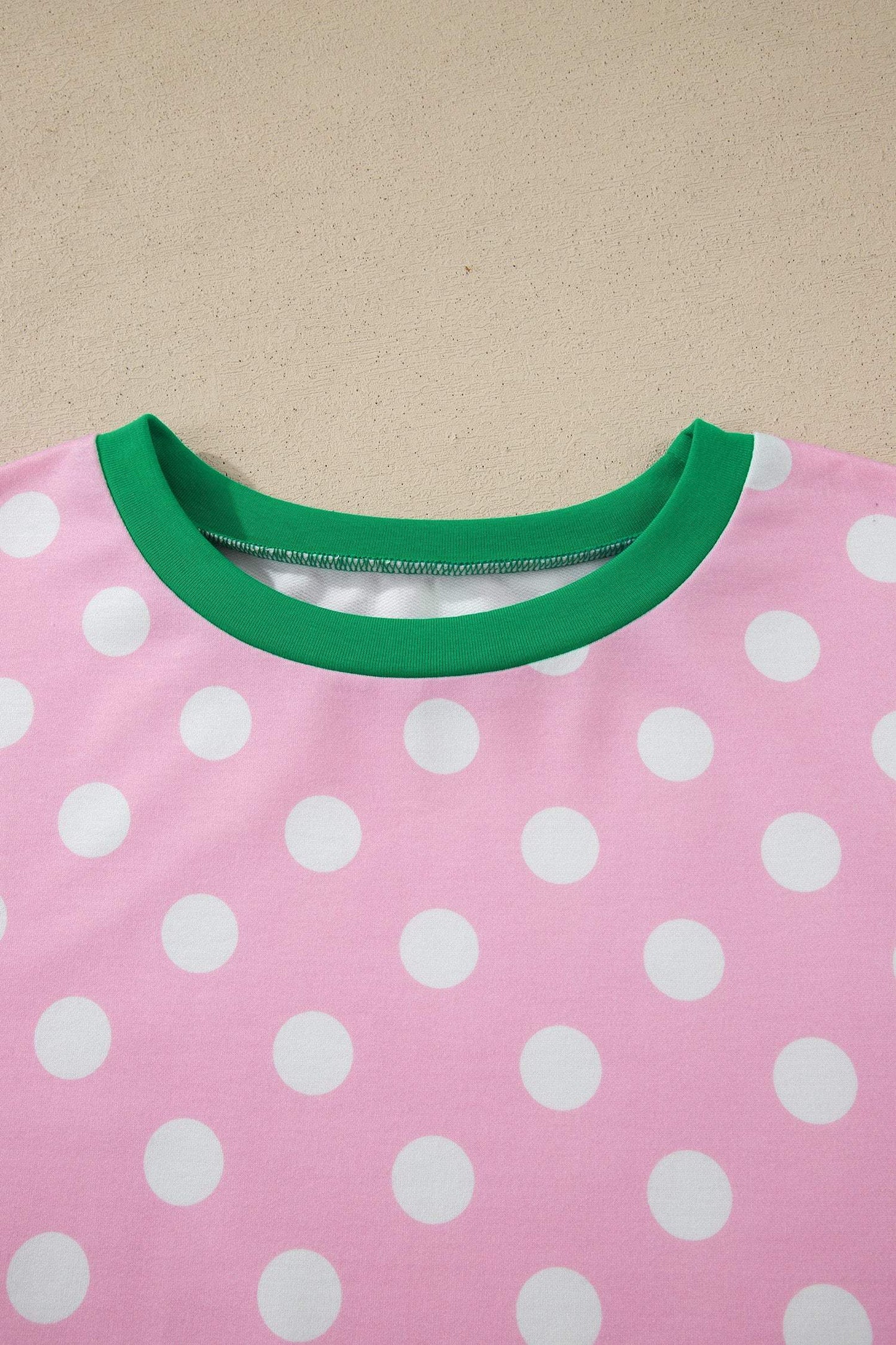 Sky Blue Polka Dot Contrast Edge Casual Short Set
