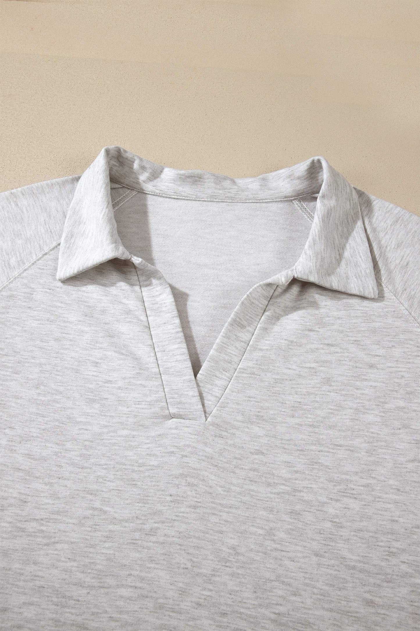 Light Grey Plus Size Solid V-Neck Short Sleeve Elastic Waist Two-Piece Set