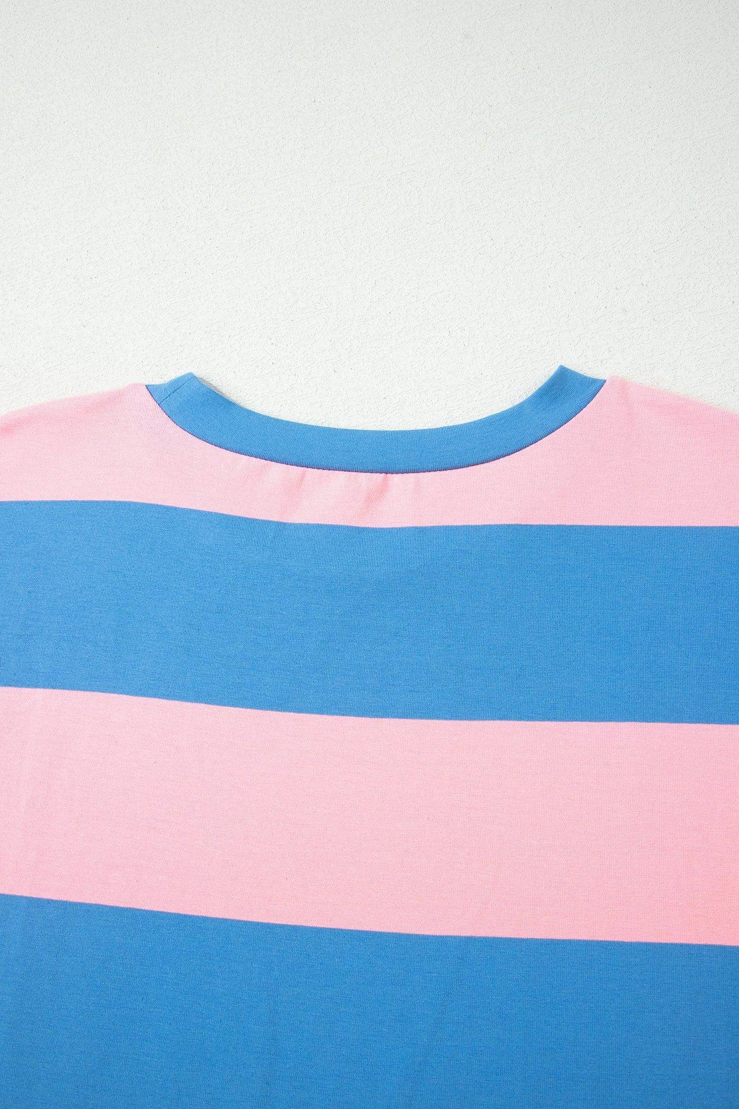 Bright Pink Striped Color Block Oversize Tunic Tee