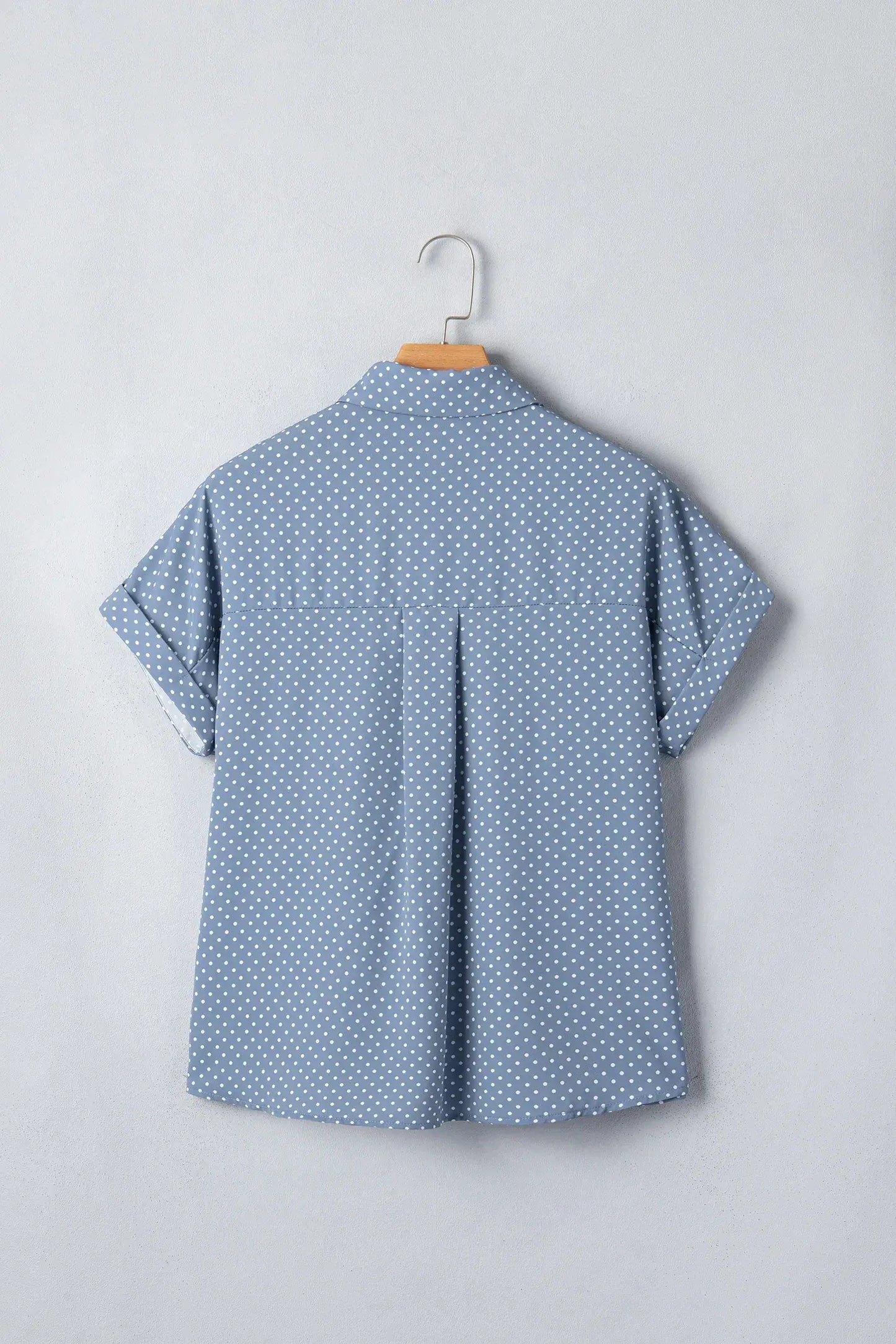 Khaki Dotted Print Cuffed Short Sleeve Shirt
