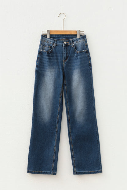 Ashleigh Blue Acid Washed Straight Leg Full Length Casual Jeans