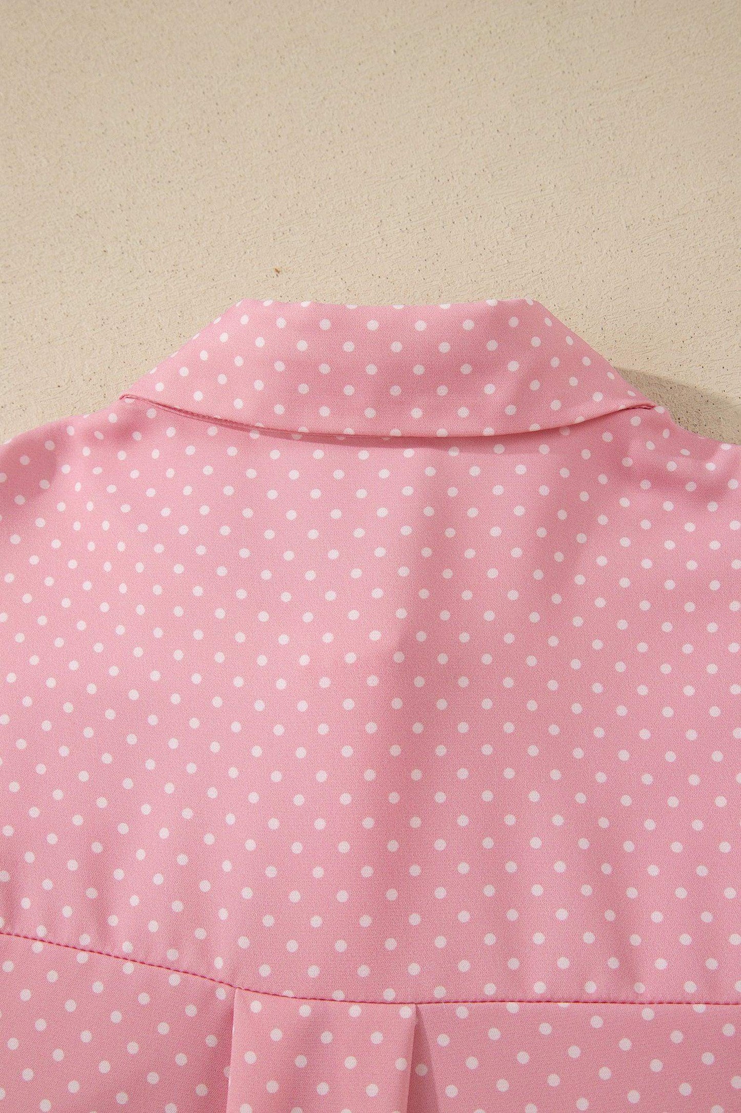 Khaki Dotted Print Cuffed Short Sleeve Shirt