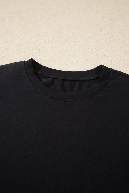 Black Varsity Striped Short Sleeve Crew Neck T Shirt