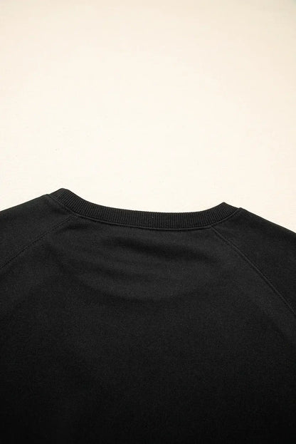 Black Varsity Spirit Striped 89 Graphic Casual Sweatshirt