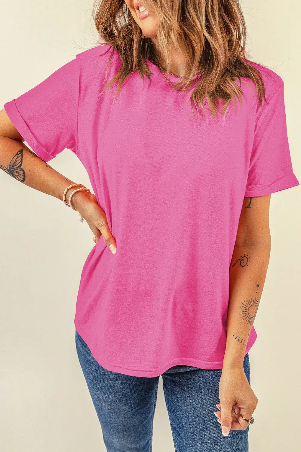 Mint Green Casual Plain Crew Neck Tee - Sweet Fashion Wholesale
