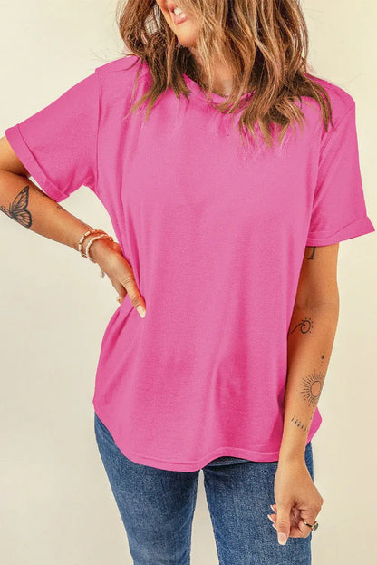 Mint Green Casual Plain Crew Neck Tee - Sweet Fashion Wholesale