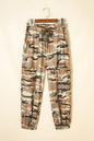 Green Camouflage Printed Drawstring Elastic Waist Jogger Pants - Sweet Fashion Wholesale