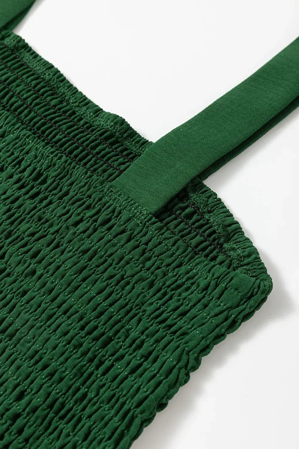 Green Casual Pocketed Smocked Sleeveless Romper - Sweet Fashion Wholesale
