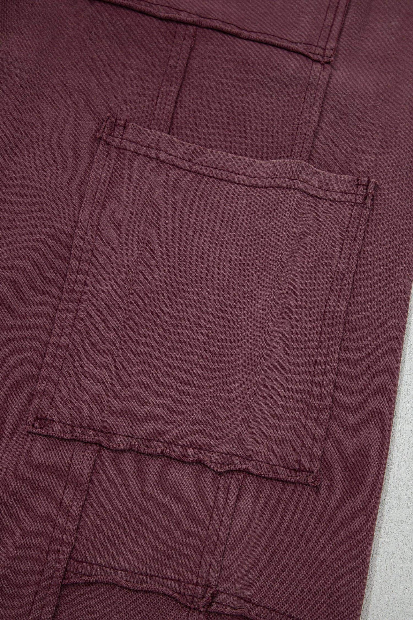 Mineral Red Mineral Wash Cargo Patched Pocket Utility Sweatpants - Sweet Fashion Wholesale