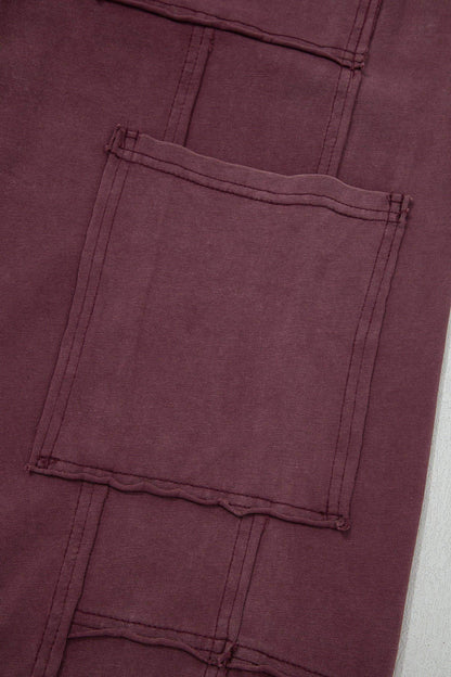 Mineral Red Mineral Wash Cargo Patched Pocket Utility Sweatpants - Sweet Fashion Wholesale