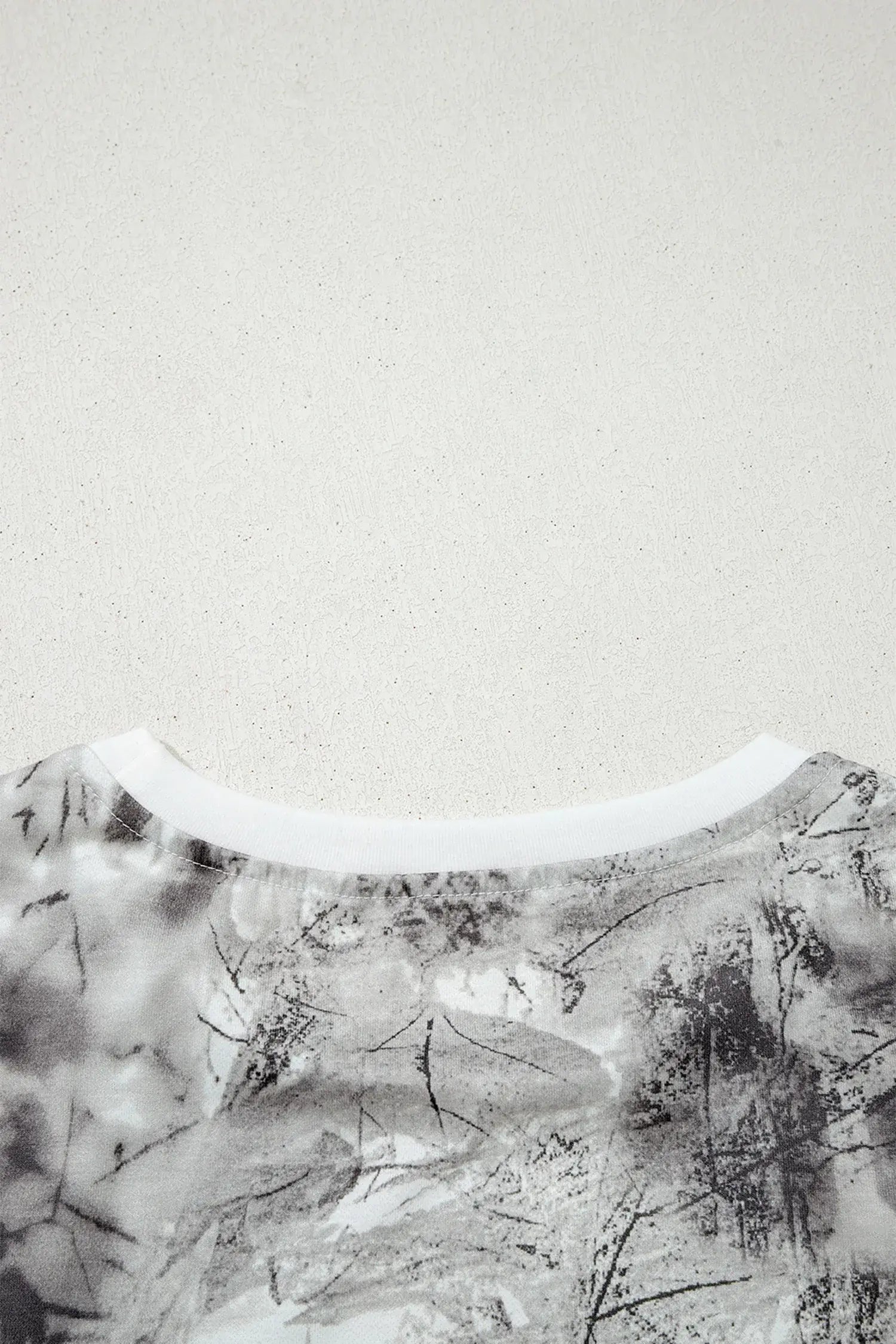Gray Abstract Woodland Print Slim Fitted T Shirt - Sweet Fashion Wholesale