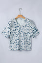 Gray Camouflage Print Single Chest Pocket V Neck Tee - Sweet Fashion Wholesale